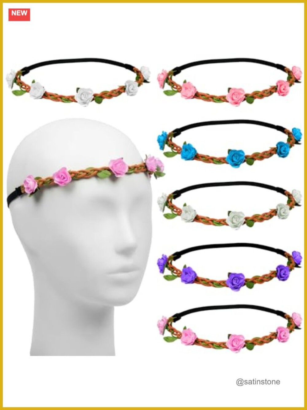 Bohemian Floral Crown Headbands Set of 6 Braided Hair Accessories